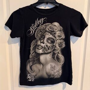 SULLEN Art Collective querida muerta Roses Soto Black Graphic Tshirt medium